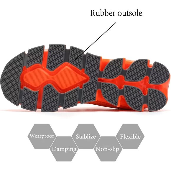 Women Orange Slip-On Walking Running Shoes Blade Sneakers Non-Slip Comfort - Picture 6 of 8